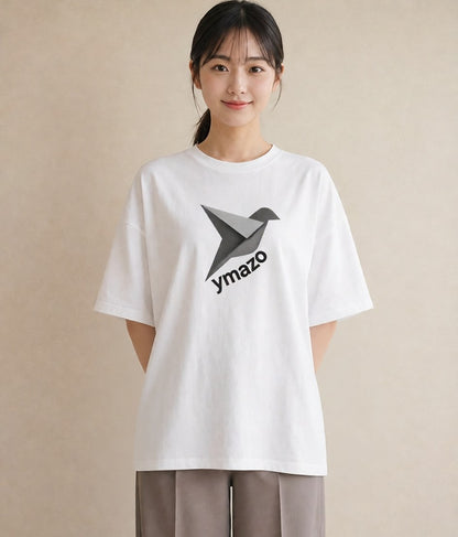 Tシャツ レディース 折り鶴 折り紙 ナチュラル アンティーク イラスト アート風 女性向けギフト 散歩 白T YMAZO