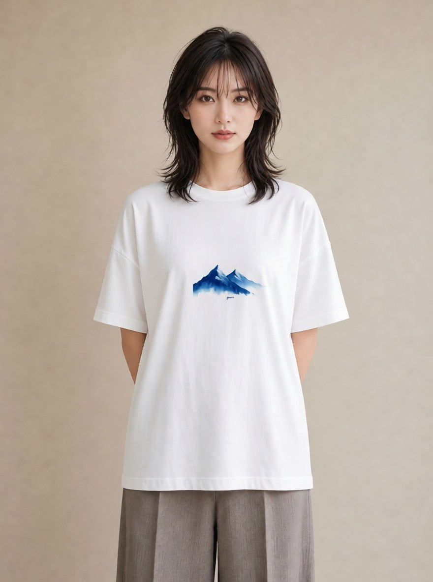 デザインTシャツ レディース 山 星空 宇宙 イラスト フェミニン 旅行 母娘コーデ 白T YMAZO