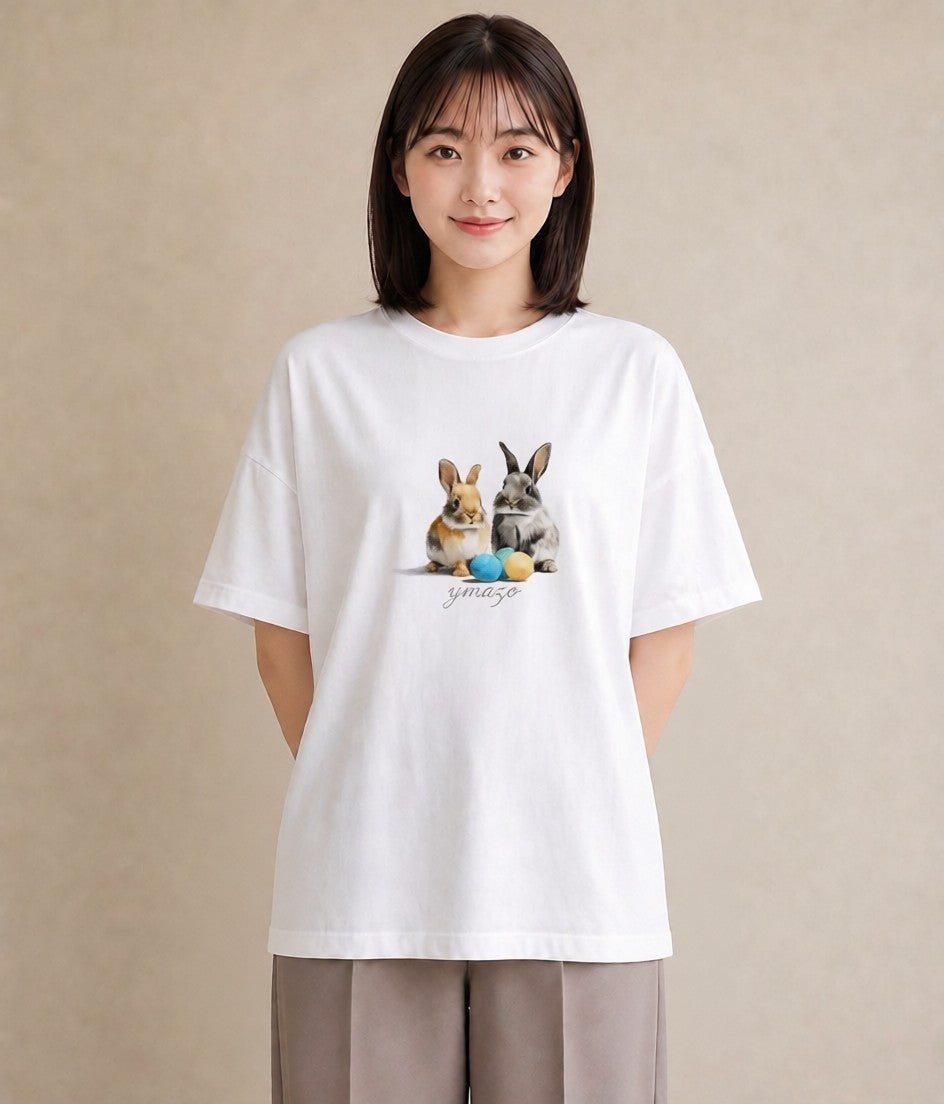 Tシャツ レディース ネザーランドドワーフ ペット 動物 イラスト アート風 おしゃれギフト 社会人 白T YMAZO