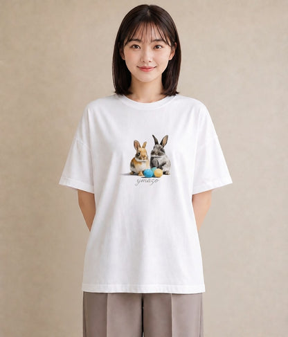 Tシャツ レディース ネザーランドドワーフ ペット 動物 イラスト アート風 おしゃれギフト 社会人 白T YMAZO