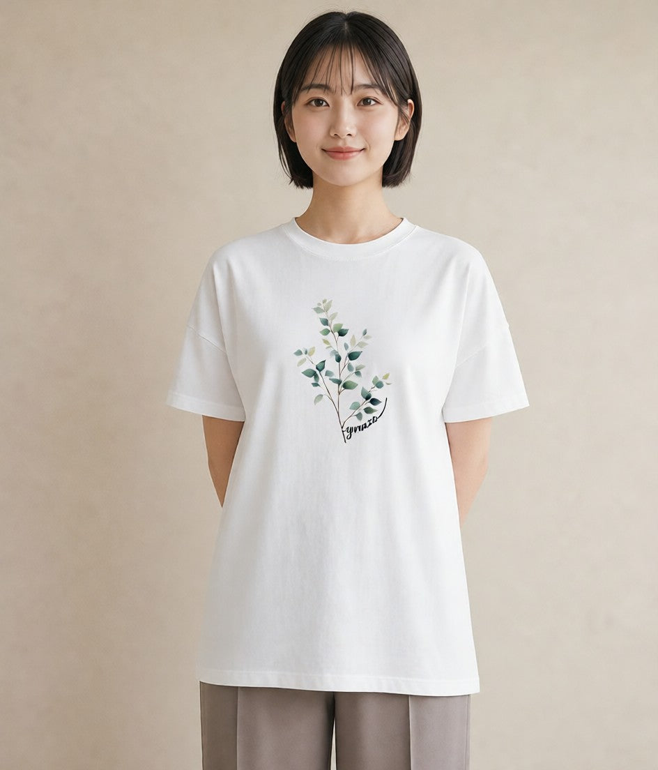 グラフィックTシャツ レディース ガラス瓶 小枝 ボタニカル ナチュラル アンティーク イラスト こなれ感 母娘コーデ 自分用 白T YMAZO