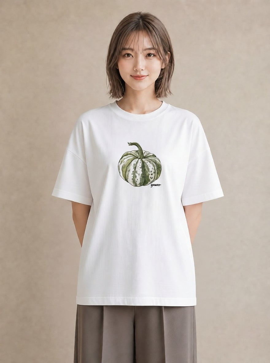半袖Tシャツ レディース メロン 食べ物 フード イラスト ガーリー 友達ギフト 部屋着 白T YMAZO