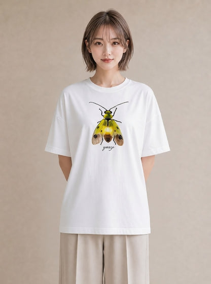 半袖Tシャツ レディース カブトムシ 昆虫 虫 イラスト 抜け感 ラフ レイヤード 白T YMAZO