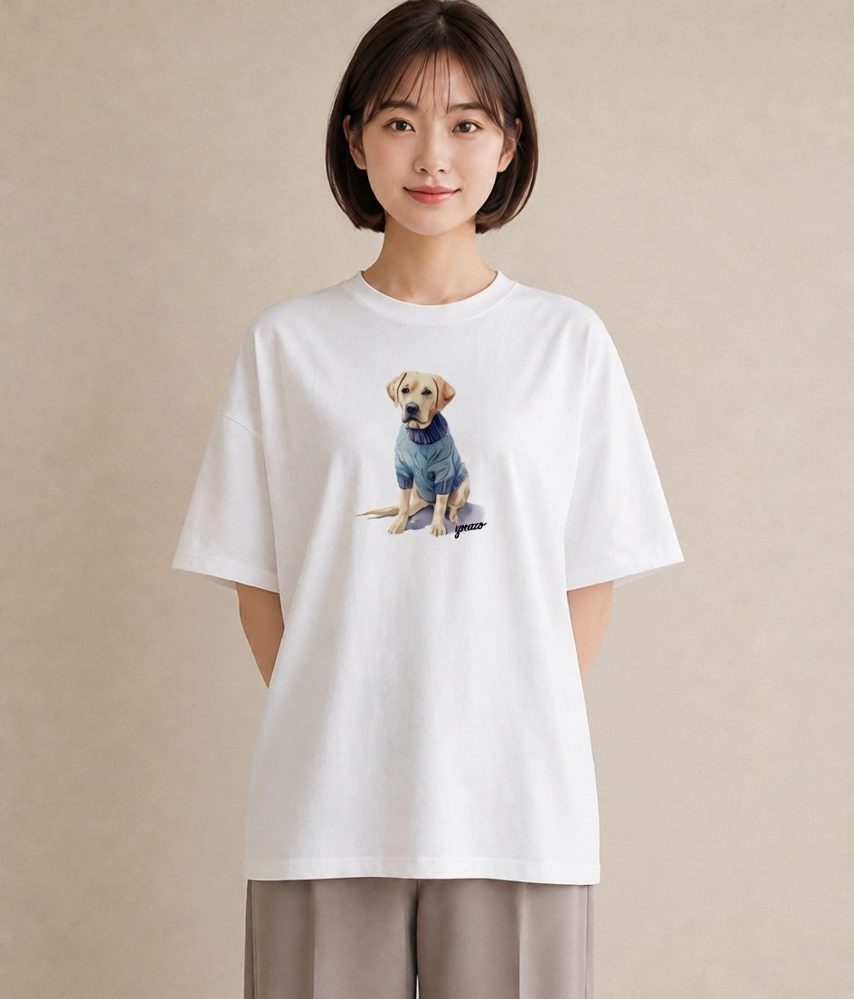 デザインTシャツ レディース 犬好き 犬 いぬ イラスト レトロ 親子 20代 白T YMAZO