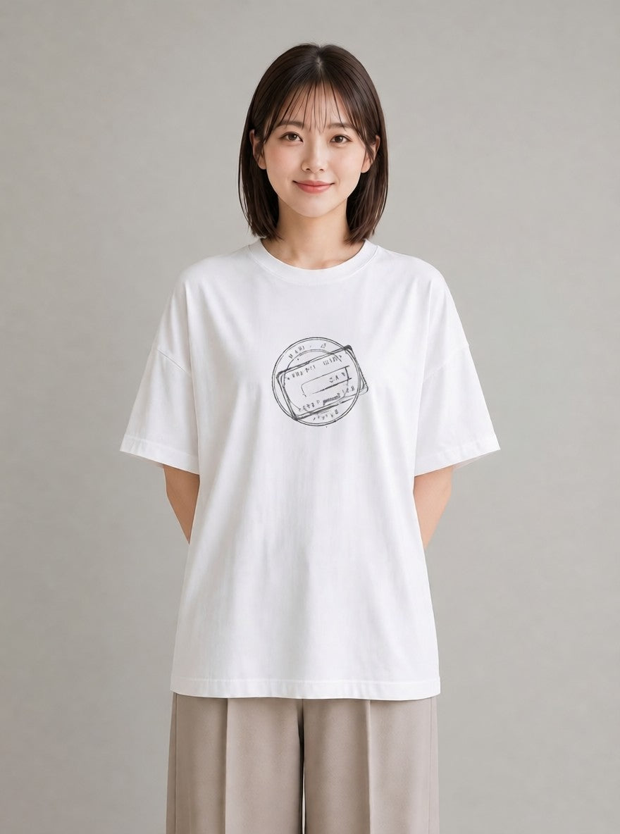 プリントTシャツ レディース 旅 トラベル スタンプ イラスト 北欧風 母娘コーデ 自分用 白T YMAZO