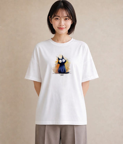 半袖Tシャツ レディース ロシアンブルー 猫 ねこ イラスト カフェコーデ 通学 誕生日プレゼント 白T YMAZO