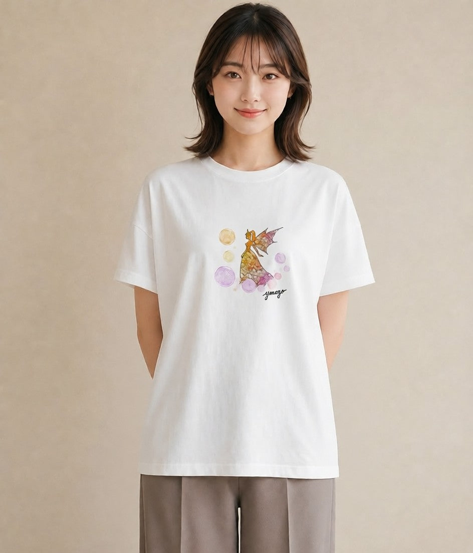 プリントTシャツ レディース 双子座 星空 宇宙 イラスト カジュアル 送別ギフト 通勤 白T YMAZO