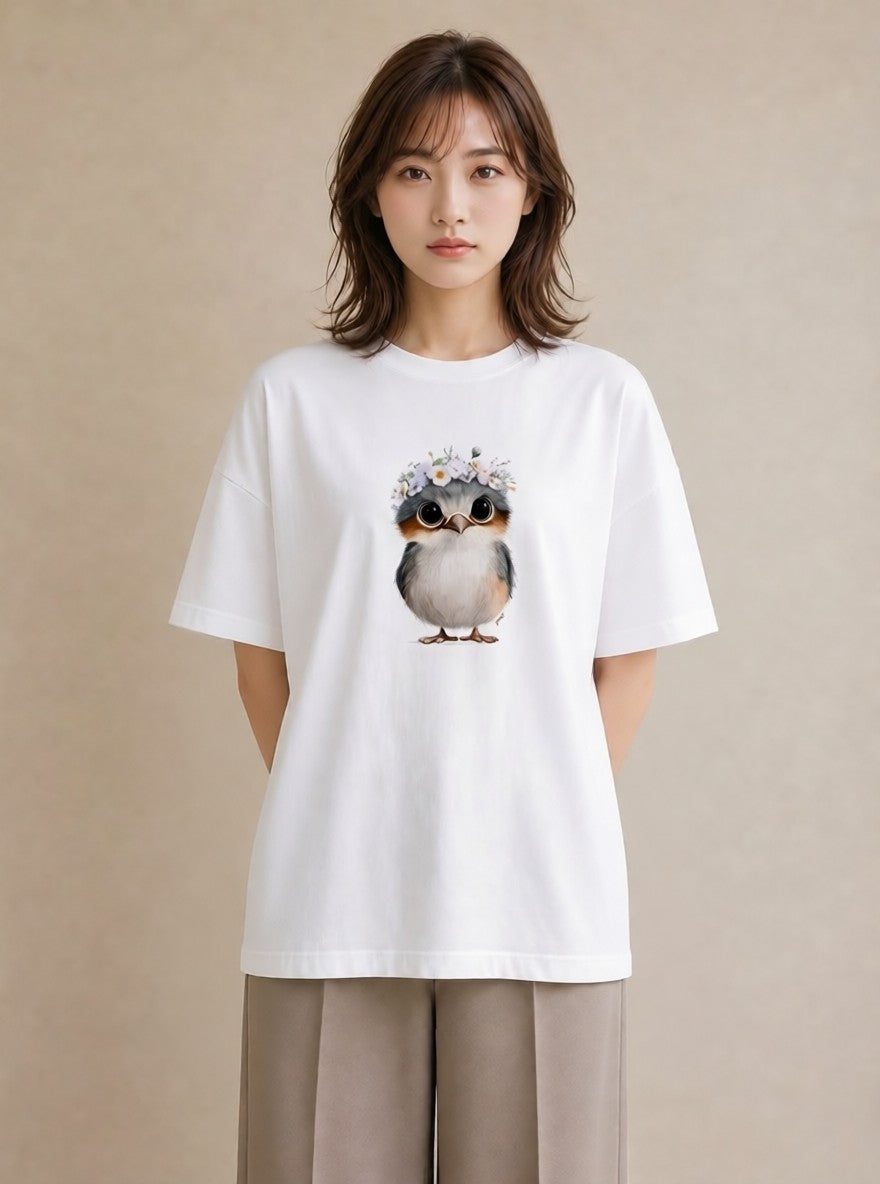 Tシャツ レディース ボタンインコ ペット 動物 イラスト デート 帰省 白T YMAZO