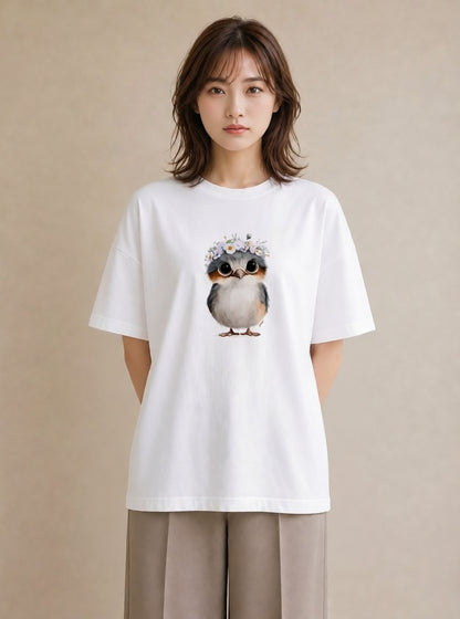 Tシャツ レディース ボタンインコ ペット 動物 イラスト デート 帰省 白T YMAZO