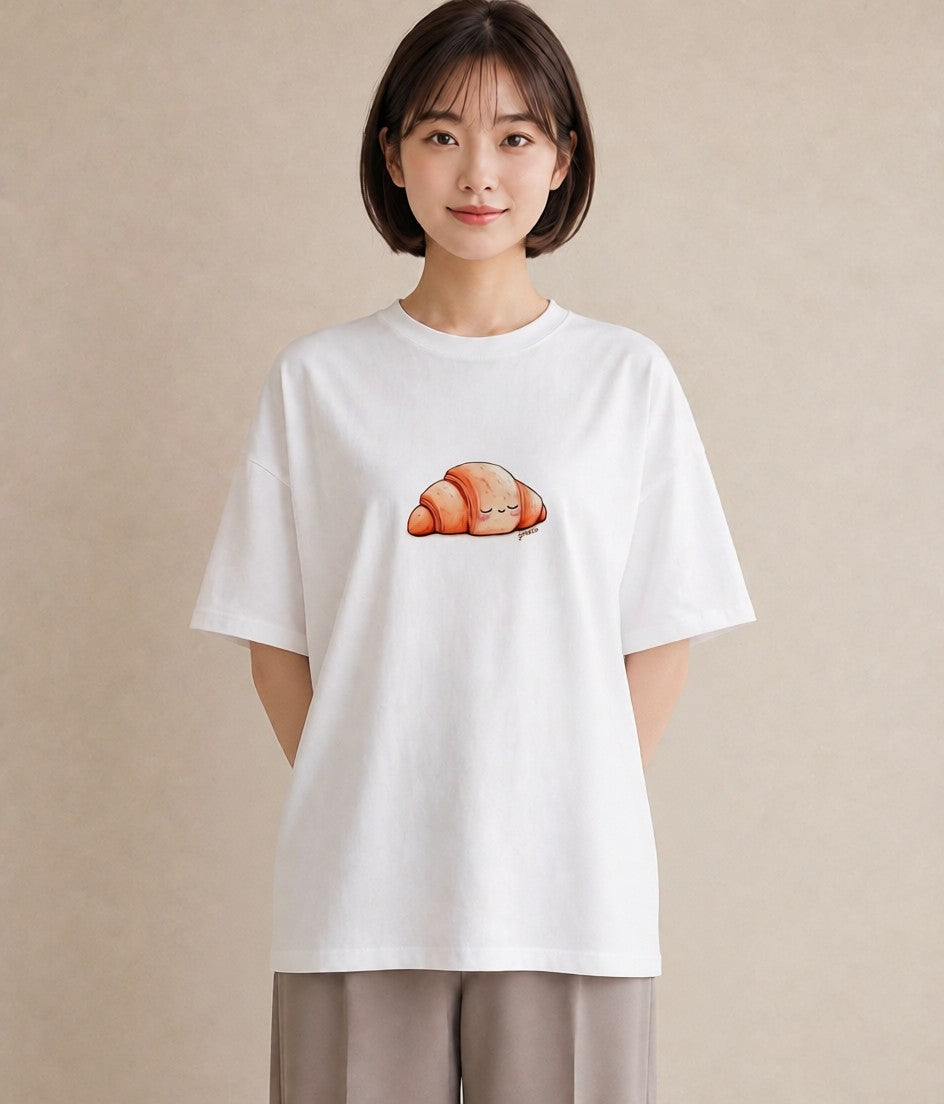 半袖Tシャツ レディース パン 食べ物 フード イラスト 個性的 海 カフェ巡り 白T YMAZO