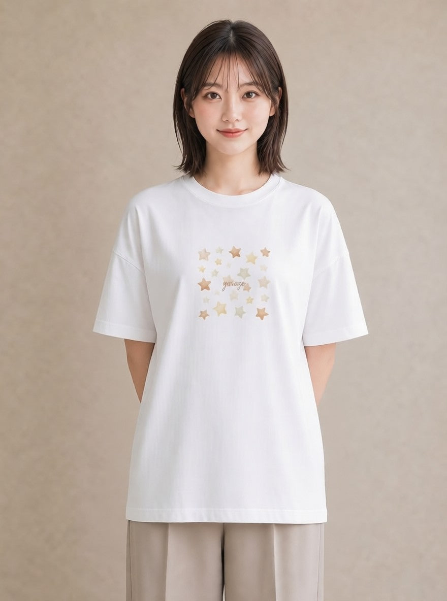 デザインTシャツ レディース ヒトデ 海の生き物 海 イラスト シンプル クリスマス 旅行 白T YMAZO