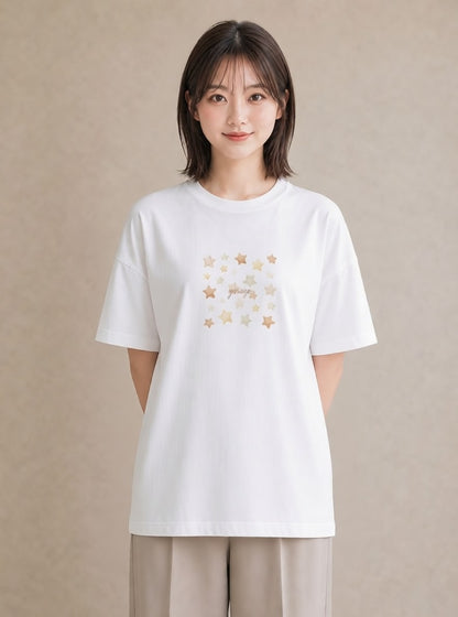 デザインTシャツ レディース ヒトデ 海の生き物 海 イラスト シンプル クリスマス 旅行 白T YMAZO