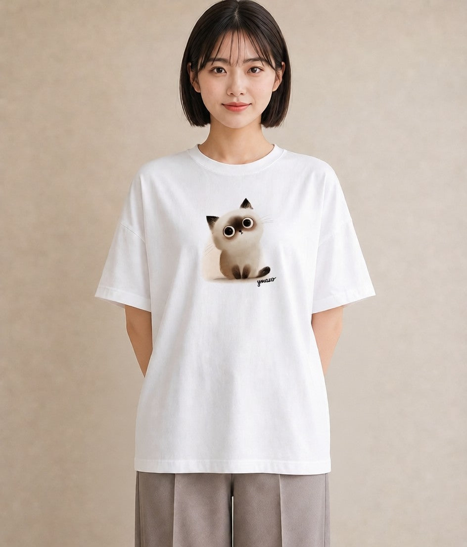 プリントTシャツ レディース ラグドール 猫 ねこ イラスト 普段使い 普段着 週末コーデ 白T YMAZO