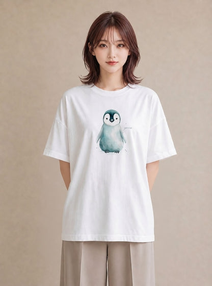 デザインTシャツ レディース アザラシ 動物 アニマル イラスト 手描き風 買い物 夏コーデ 白T YMAZO