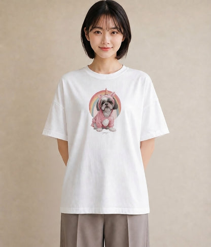 Tシャツ レディース 狆 犬 いぬ イラスト ゆるかわ 送別ギフト 通勤 白T YMAZO