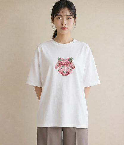グラフィックTシャツ レディース ショートケーキ 食べ物 フード イラスト レトロ 母の日 ビーチ 白T YMAZO