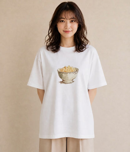 半袖Tシャツ レディース ポップコーン 食べ物 フード イラスト 可愛い 旅行 母娘コーデ 白T YMAZO
