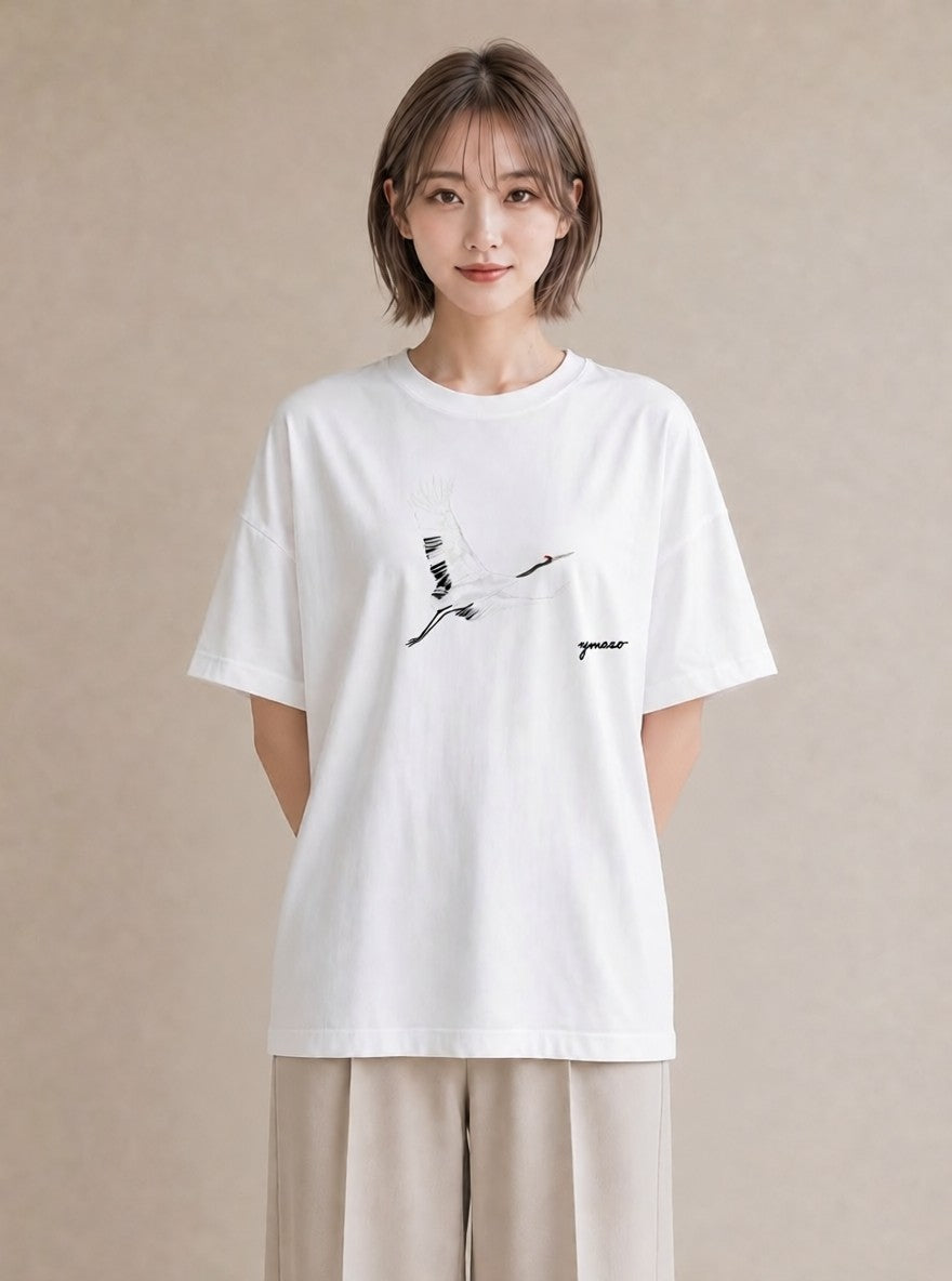 グラフィックTシャツ レディース ハクチョウ 動物 アニマル イラスト ボタニカル 海 カフェ巡り 白T YMAZO