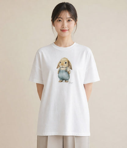 デザインTシャツ レディース ホーランドロップ ペット 動物 イラスト 水彩風 お出かけ 普段着 白T YMAZO