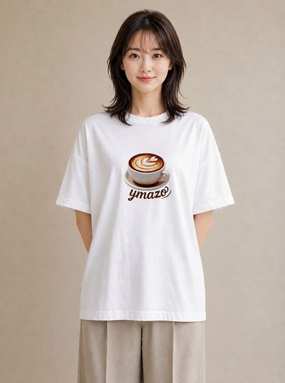 半袖Tシャツ レディース エスプレッソ 食べ物 フード イラスト 抜け感 通勤 在宅 白T YMAZO