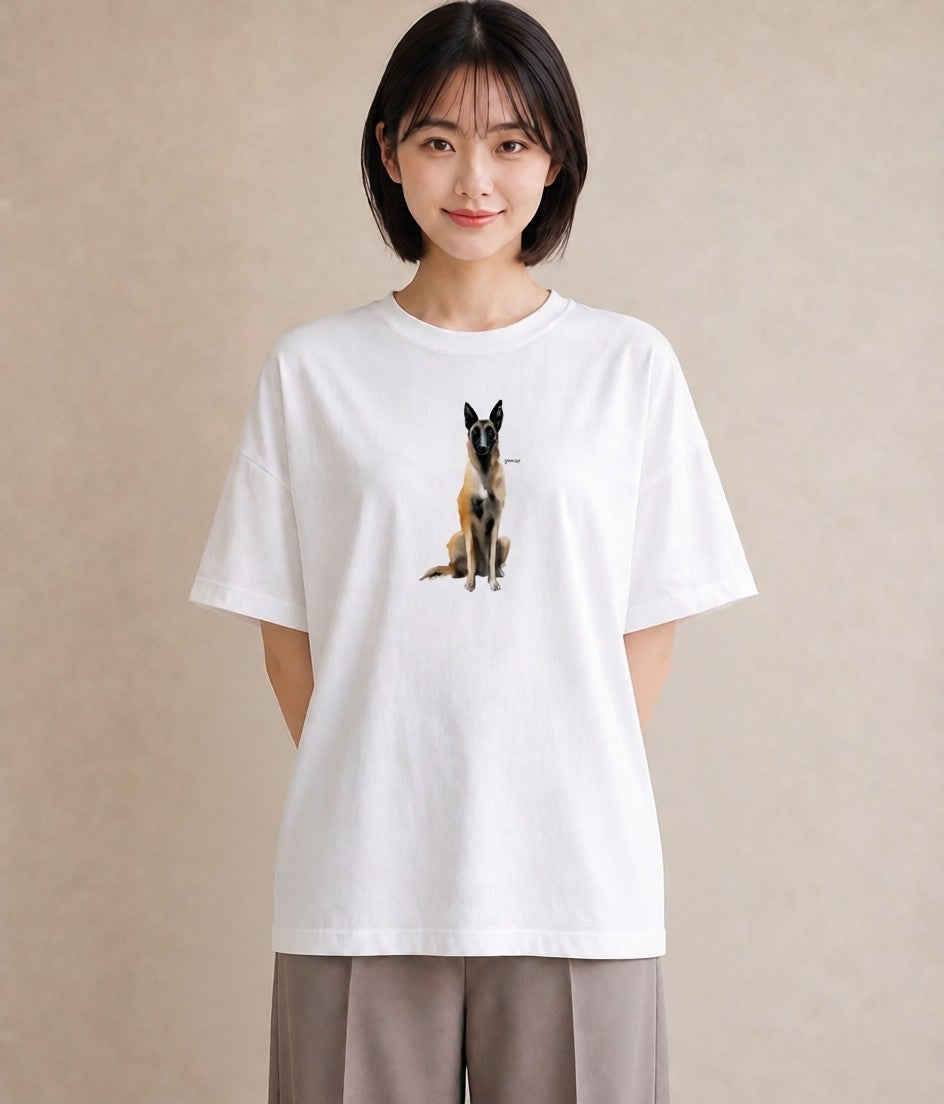 Tシャツ レディース ジャーマンシェパード 犬 いぬ イラスト 上品 送別ギフト 通勤 白T YMAZO