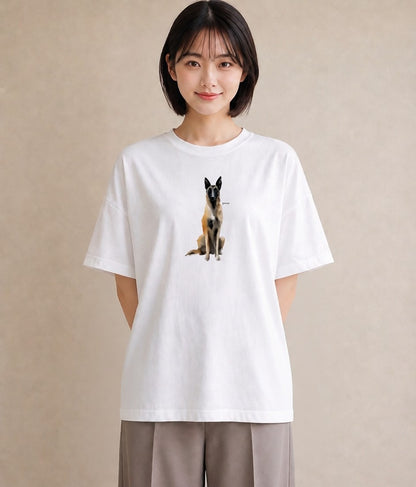 Tシャツ レディース ジャーマンシェパード 犬 いぬ イラスト 上品 送別ギフト 通勤 白T YMAZO