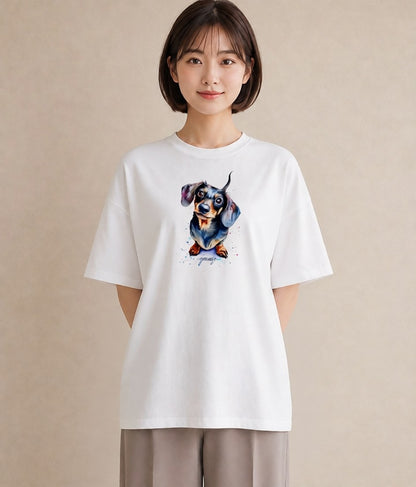 デザインTシャツ レディース いぬ 犬 ワンコ イラスト ニュアンス デート 帰省 白T YMAZO