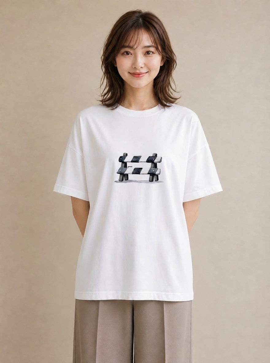 プリントTシャツ レディース 桟橋 水辺 波止場 ナチュラル アンティーク イラスト 手描き風 おしゃれギフト 社会人 白T YMAZO