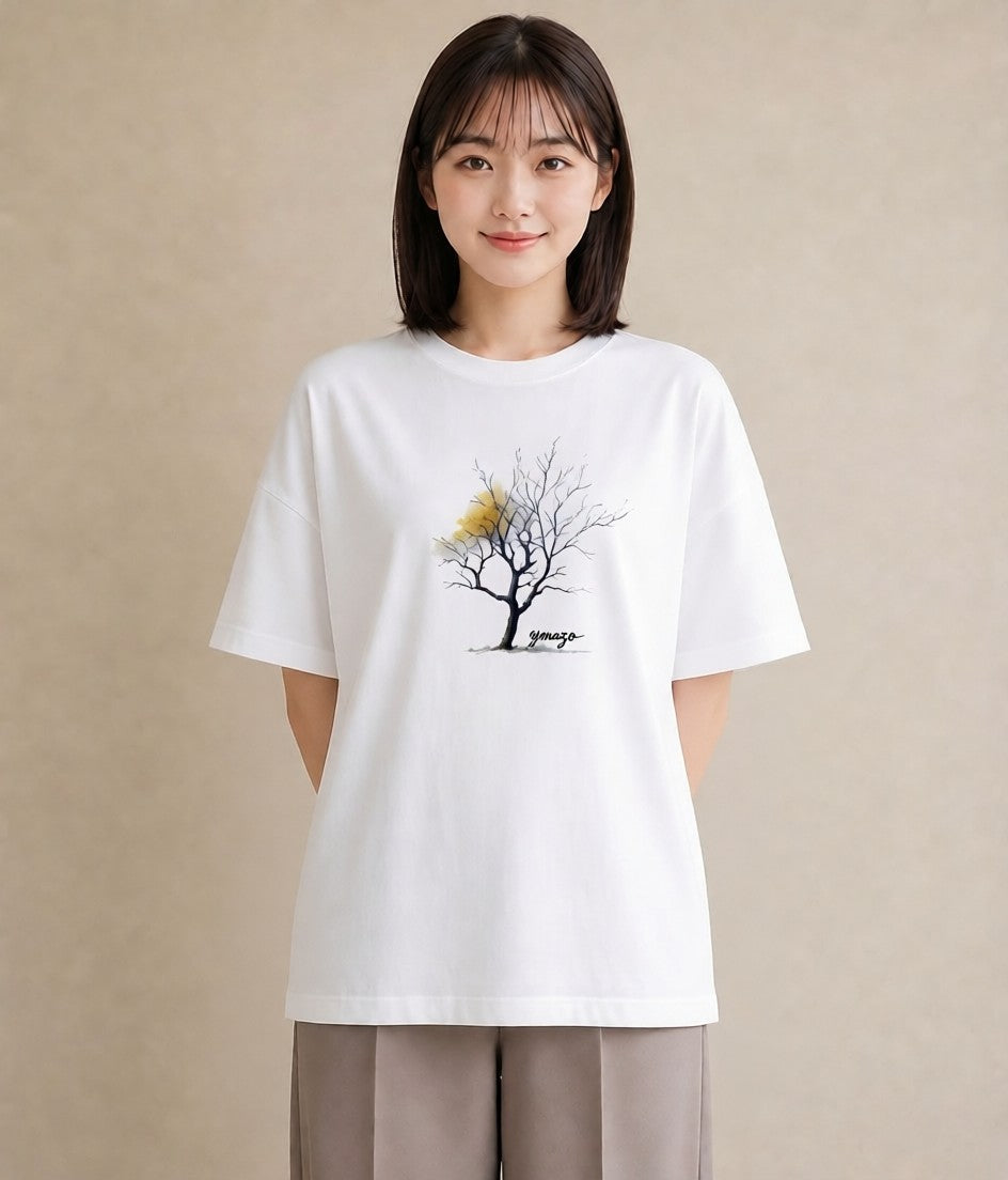 半袖Tシャツ レディース 木 植物 ボタニカル イラスト ゆるかわ 友達ギフト 部屋着 白T YMAZO