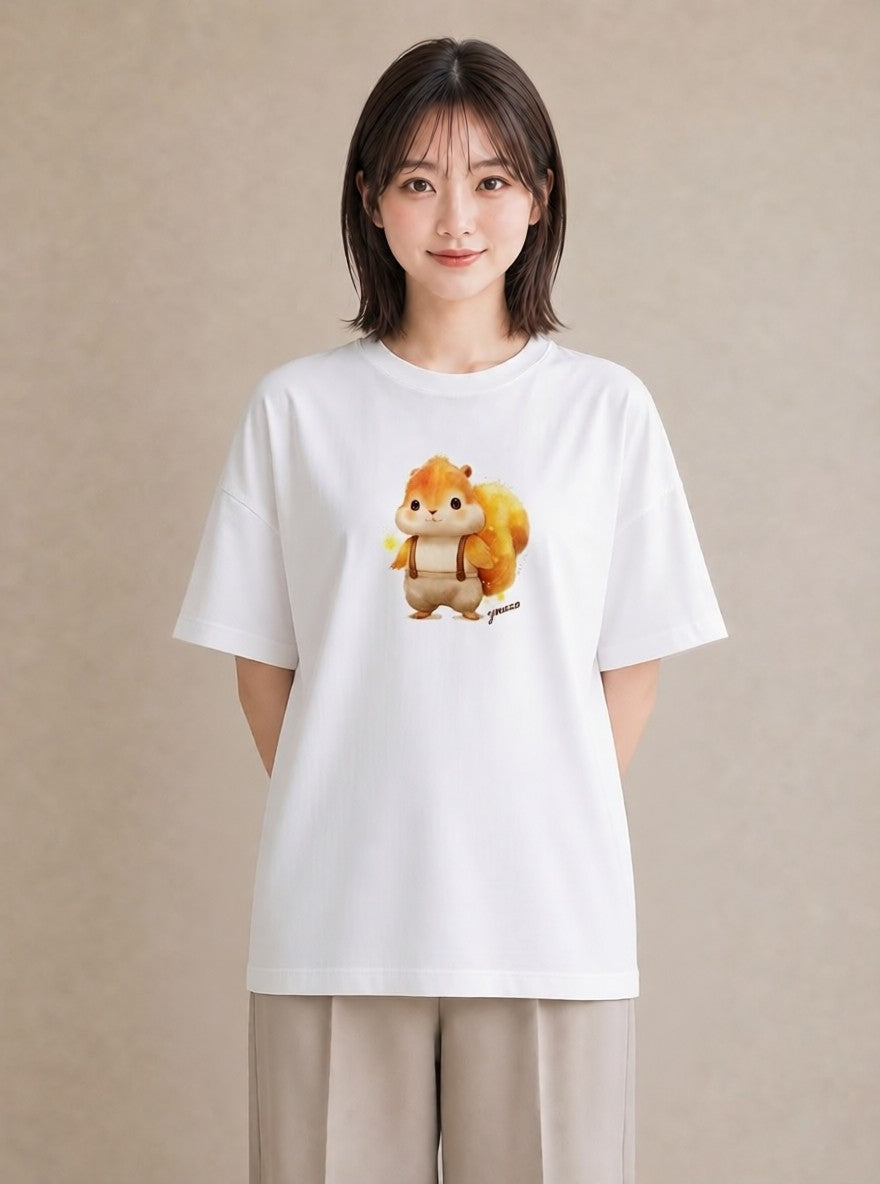 グラフィックTシャツ レディース シマリス ペット 動物 イラスト 手描き風 ルームウェア ギフト 白T YMAZO