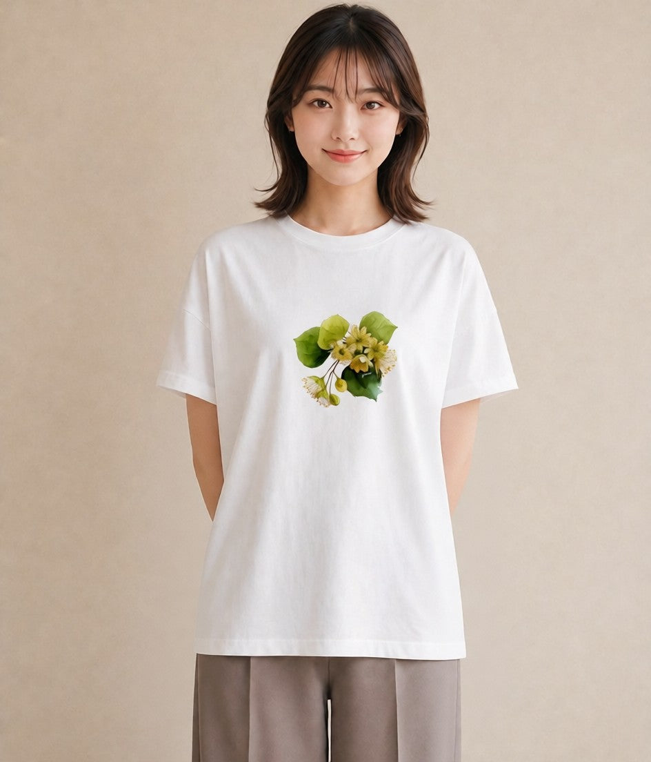 グラフィックTシャツ レディース クローバー 四つ葉 花 花柄 イラスト 韓国風 お揃い 親子 白T YMAZO