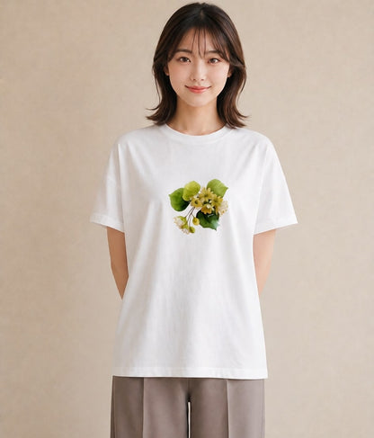 グラフィックTシャツ レディース クローバー 四つ葉 花 花柄 イラスト 韓国風 お揃い 親子 白T YMAZO