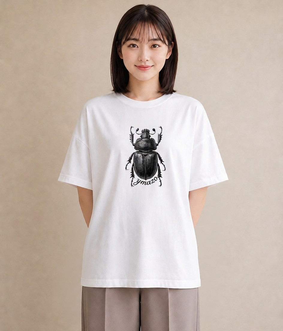 Tシャツ レディース クワガタ 昆虫 虫 イラスト ゆるコーデ 綿100 デート 白T YMAZO