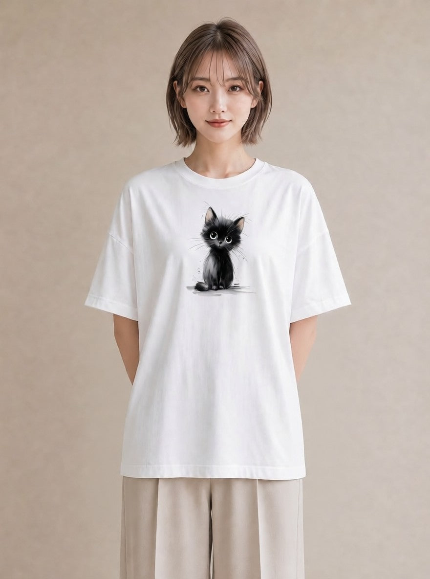 Tシャツ レディース 靴下猫 猫 ねこ イラスト 誕生日プレゼント 綿100 白T YMAZO