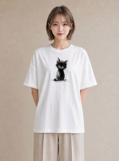 Tシャツ レディース 靴下猫 猫 ねこ イラスト 誕生日プレゼント 綿100 白T YMAZO