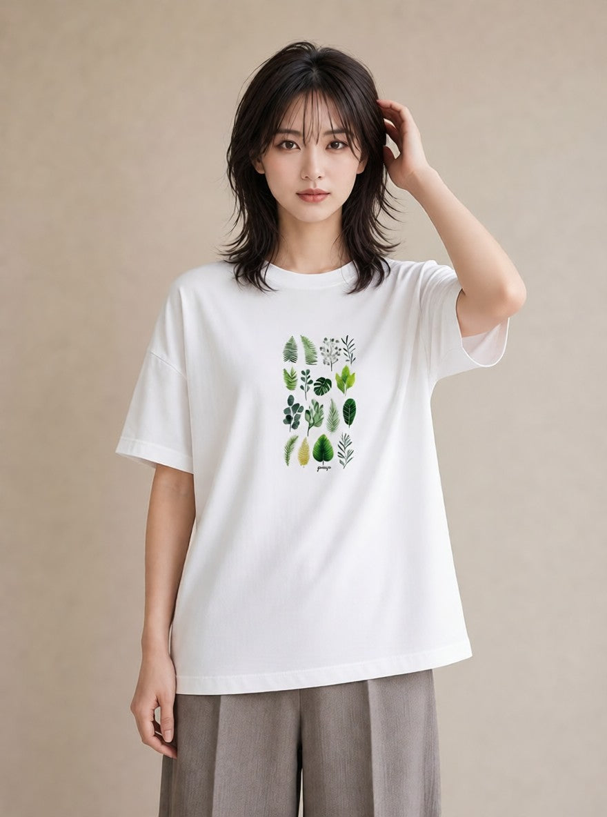 Tシャツ レディース ボタニカル 植物 イラスト ヴィンテージ風 週末コーデ 敬老の日 白T YMAZO