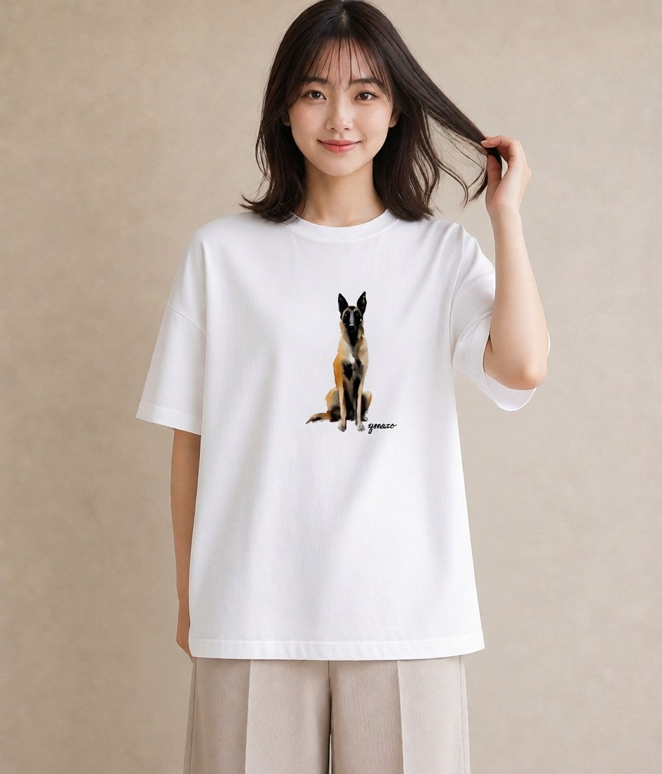 グラフィックTシャツ レディース ジャーマンシェパード 犬 いぬ イラスト 手描き風 ホワイトデー 春服 白T YMAZO