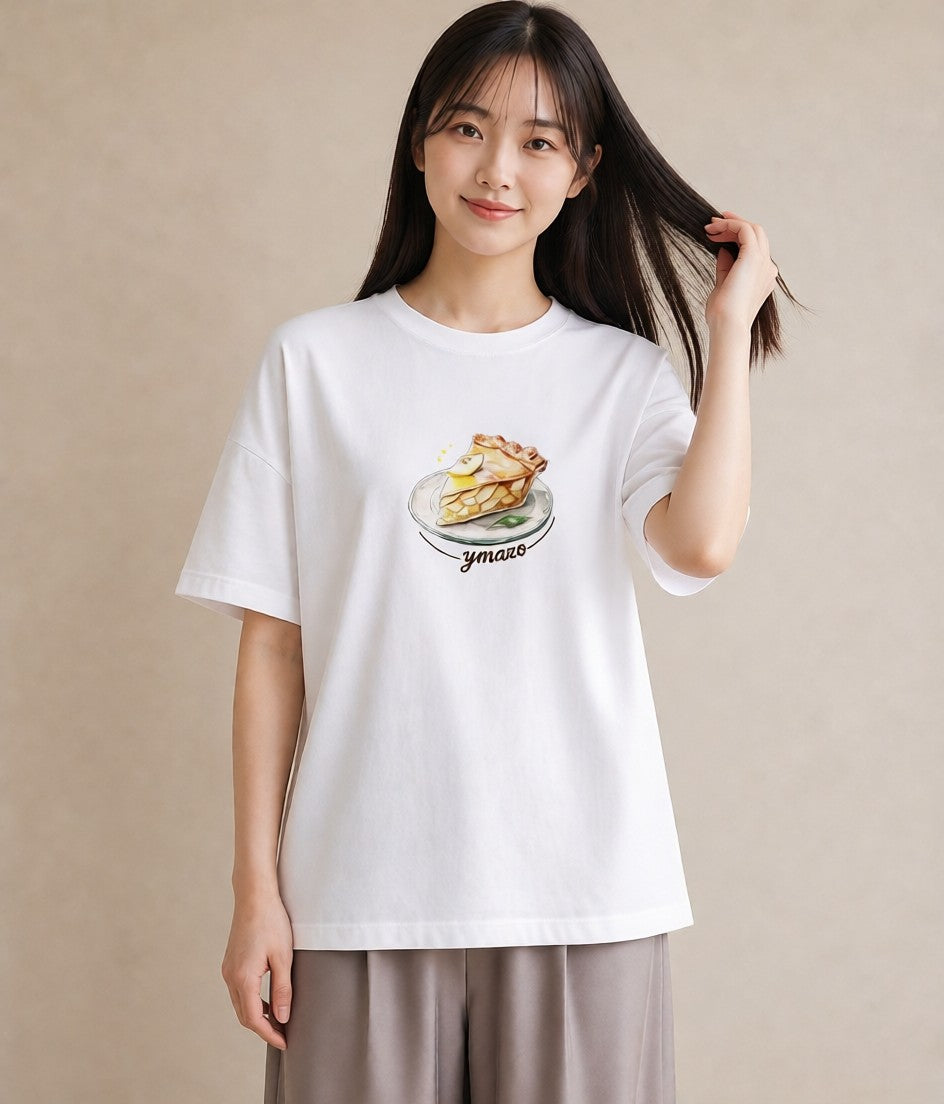 半袖Tシャツ レディース クロワッサン 食べ物 フード イラスト 抜け感 お出かけ 普段着 白T YMAZO