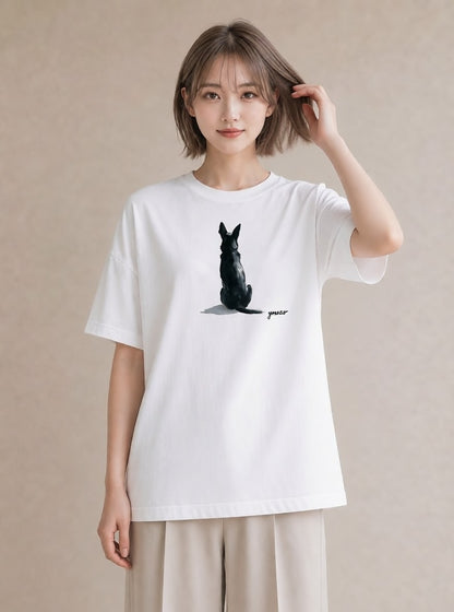 デザインTシャツ レディース 老犬 犬 いぬ イラスト モード お揃い 親子 白T YMAZO