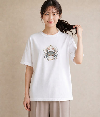 半袖Tシャツ レディース 蠍座 星空 宇宙 イラスト ゆるかわ 旅行 母娘コーデ 白T YMAZO