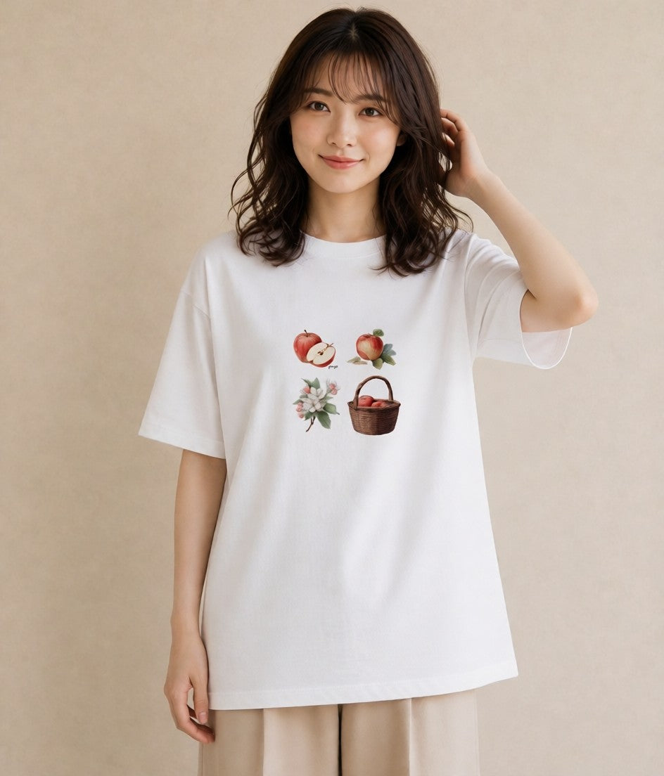 グラフィックTシャツ レディース 実り 植物 ボタニカル イラスト ヴィンテージ風 ビーチ デイリーウェア 白T YMAZO