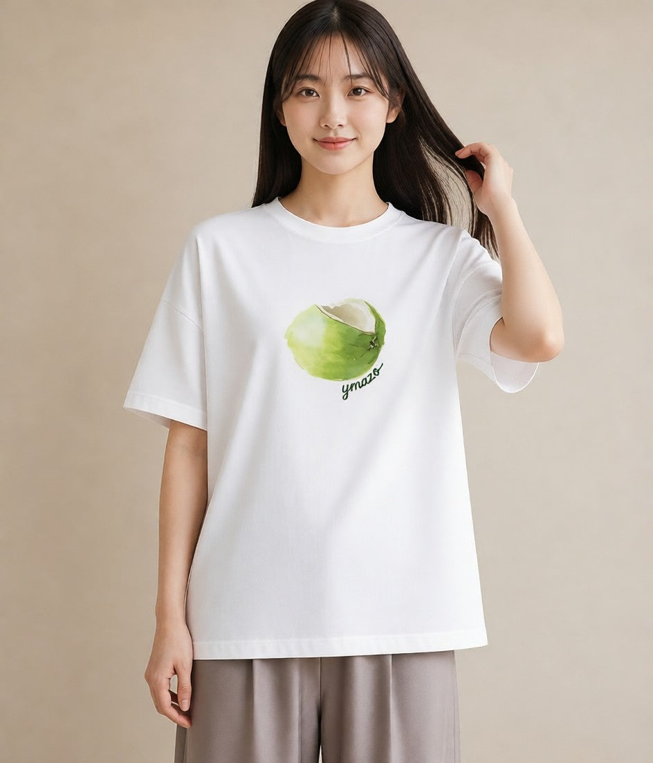 デザインTシャツ レディース パイナップル 食べ物 フード イラスト 線画 女子会 お揃い 白T YMAZO