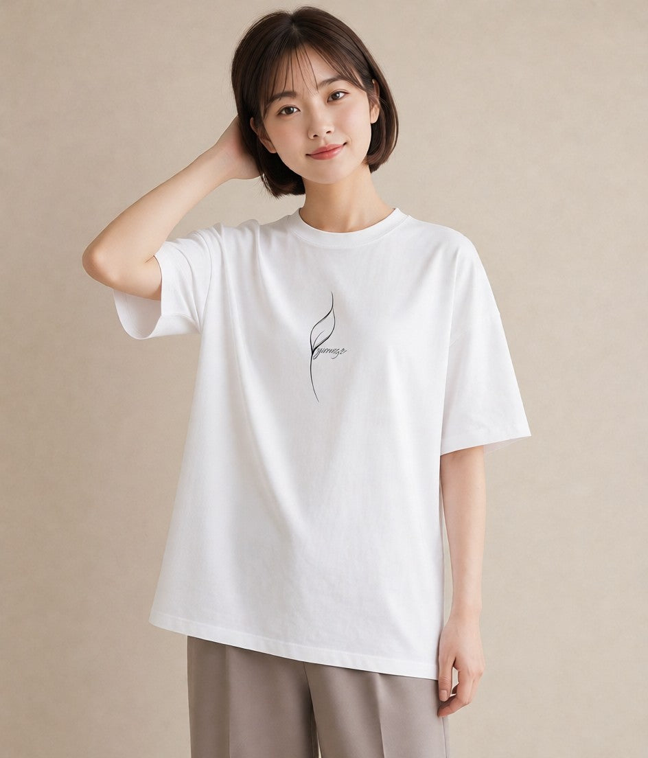 Tシャツ レディース 扇子 そよ風 ナチュラル アンティーク イラスト アート風 女性 旅行用 白T YMAZO