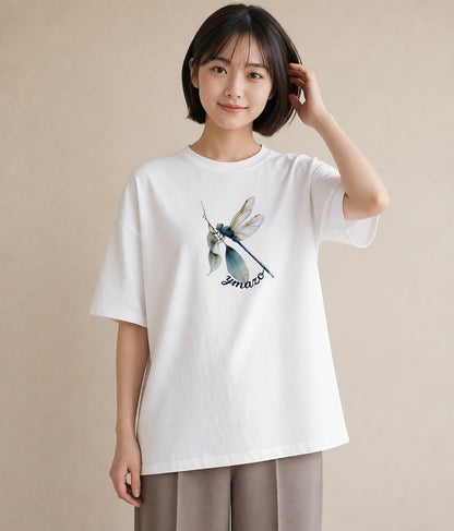 グラフィックTシャツ レディース ホタル 昆虫 虫 イラスト ボタニカル カジュアルコーデ 買い物 白T YMAZO