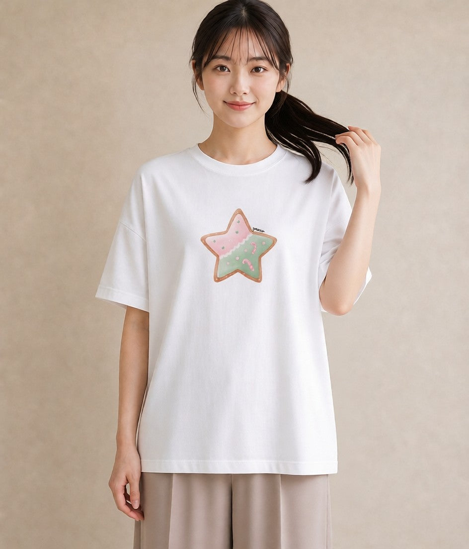 デザインTシャツ レディース 星 星空 宇宙 イラスト ガーリー 女性 旅行用 白T YMAZO