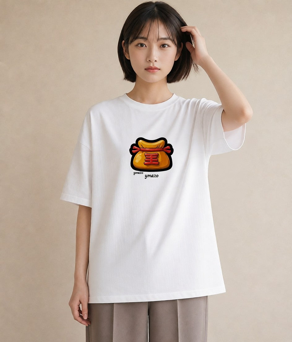 デザインTシャツ レディース おにぎり 食べ物 フード イラスト お洒落 自分用 ルームウェア 白T YMAZO