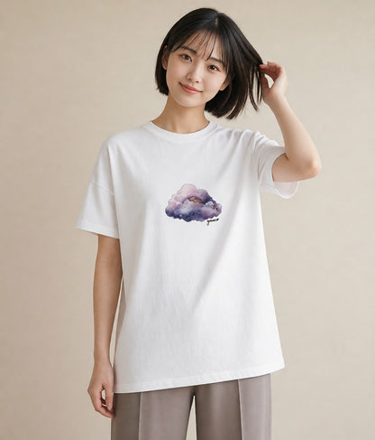 グラフィックTシャツ レディース 水瓶座 星空 宇宙 イラスト きれいめ カフェ服 クリスマス 白T YMAZO