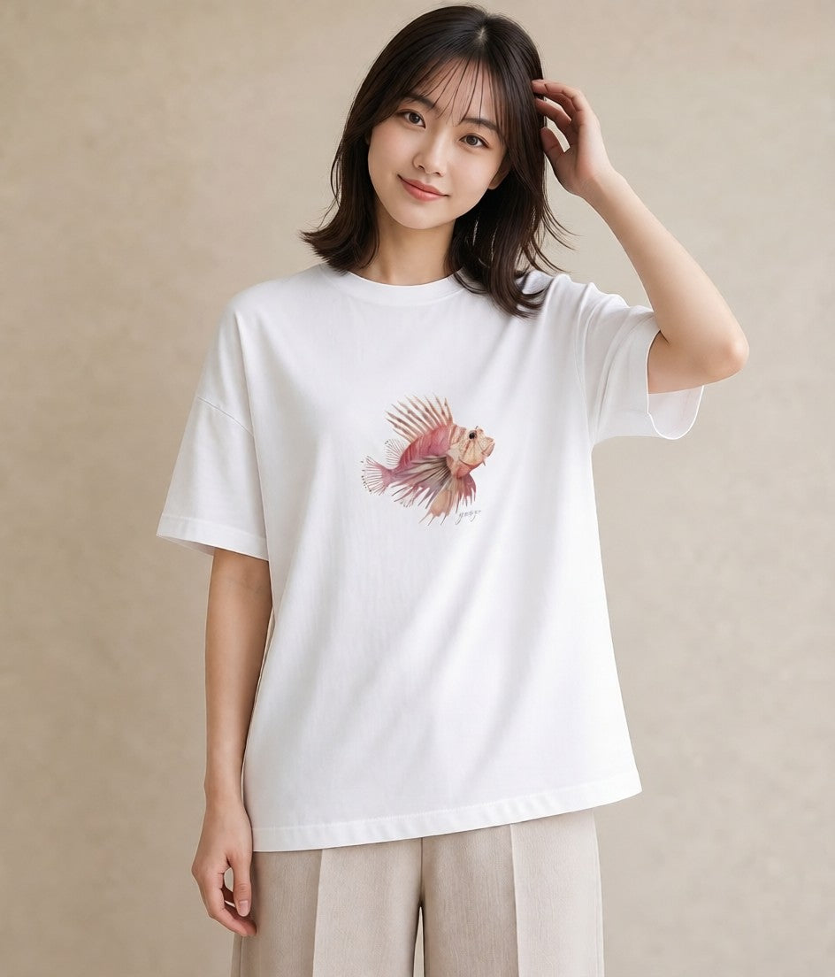 Tシャツ レディース マンボウ 海の生き物 海 イラスト 旅行コーデ 旅行 母娘コーデ 白T YMAZO