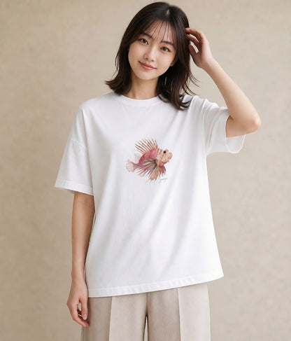 Tシャツ レディース マンボウ 海の生き物 海 イラスト 旅行コーデ 旅行 母娘コーデ 白T YMAZO