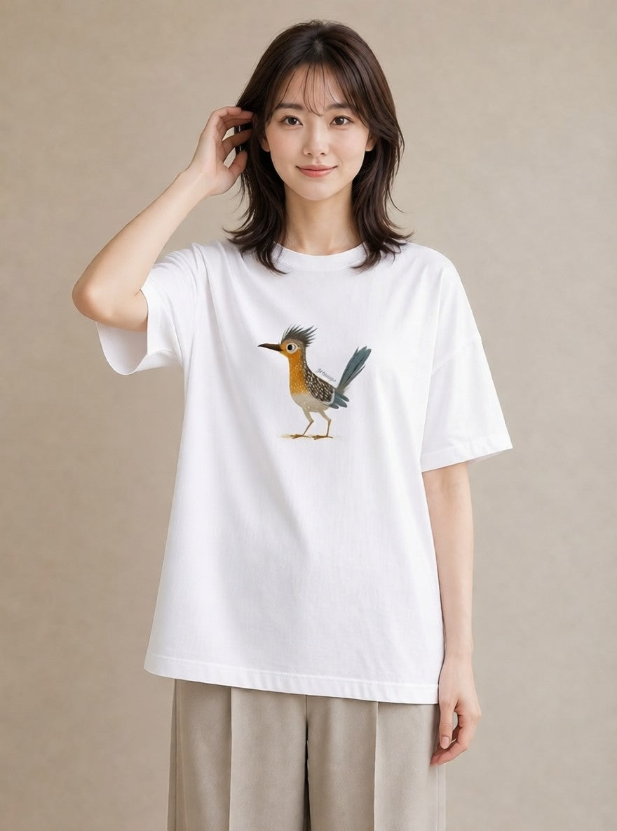 プリントTシャツ レディース 九官鳥 ペット 動物 イラスト カジュアル 帰省 ラフ 白T YMAZO
